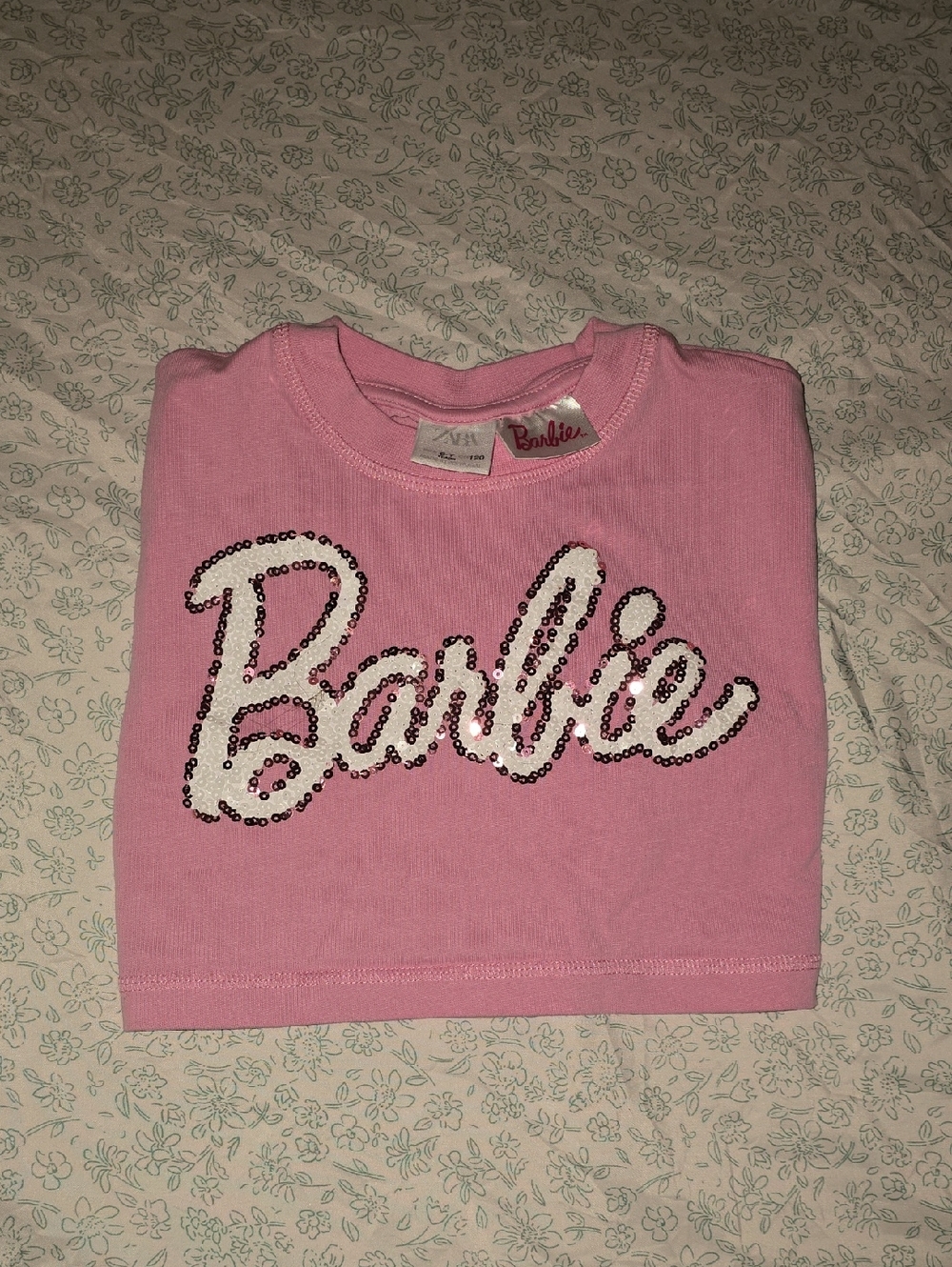 Zara Pink Barbie Sequin Crop Top